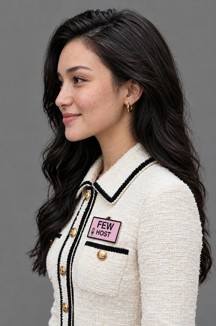 The presenter in profile